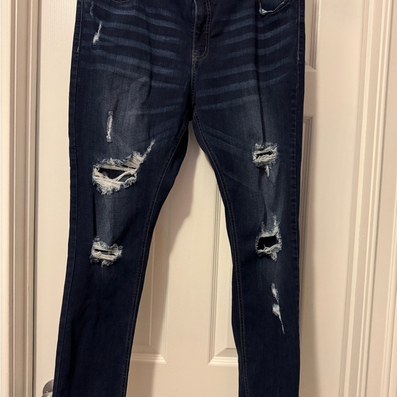 Fashion Nova Blue Skinny Distressed Jeans - Picture 1 of 12